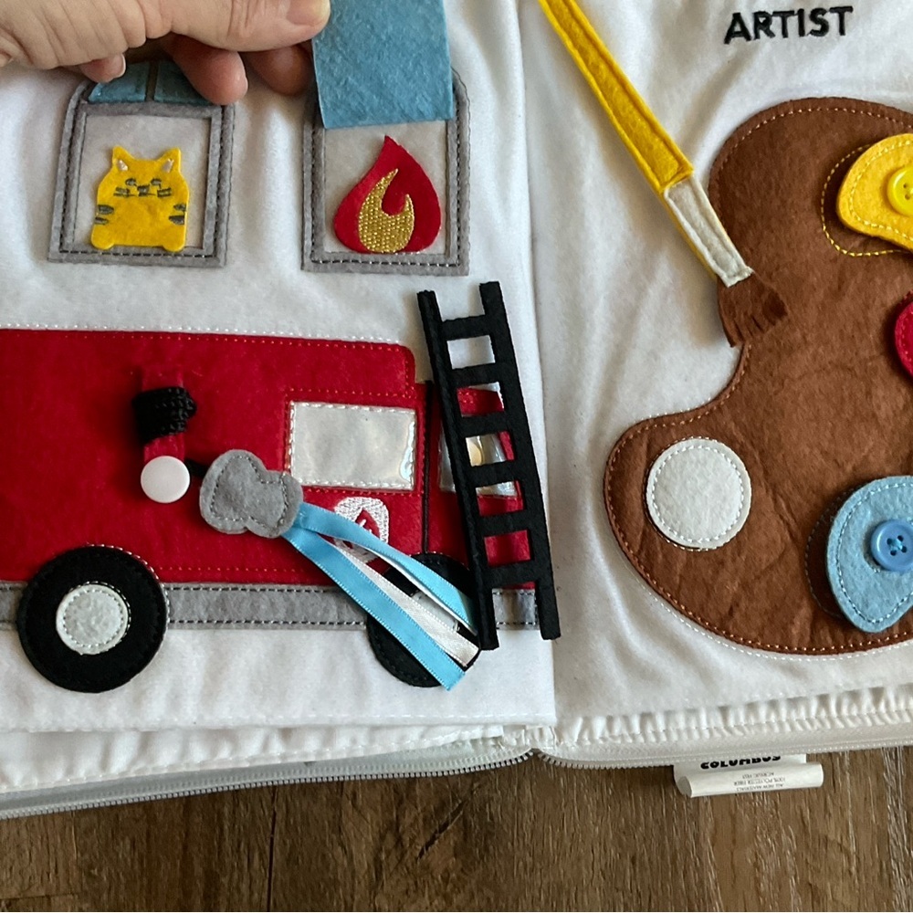 Quiet Book Fabric Busy Book for Toddlers 3 & up Airplane Toddler Travel Toys - Picture 10 of 16